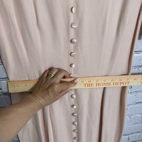 VTG Dawn Joy Fashions Old Money‎ Midi Tea Secretary Art Dress Pale Peach Size 10 - Picture 10 of 11